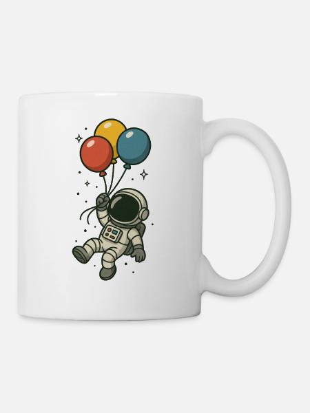 Astronaut mit Ballons - Tasse - Weiß
