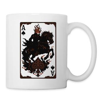 Flammender Ritter auf Pferd Ass Spaten - Tasse - Weiß - Rechts