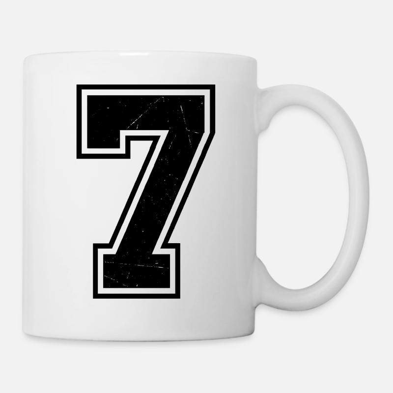 Grunge Seven Number with Scratched Texture - Mug - white