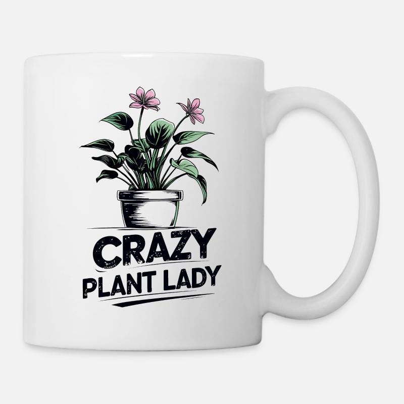 Crazy Plant Lady Floral Pot Tee - Mug blanc - blanc
