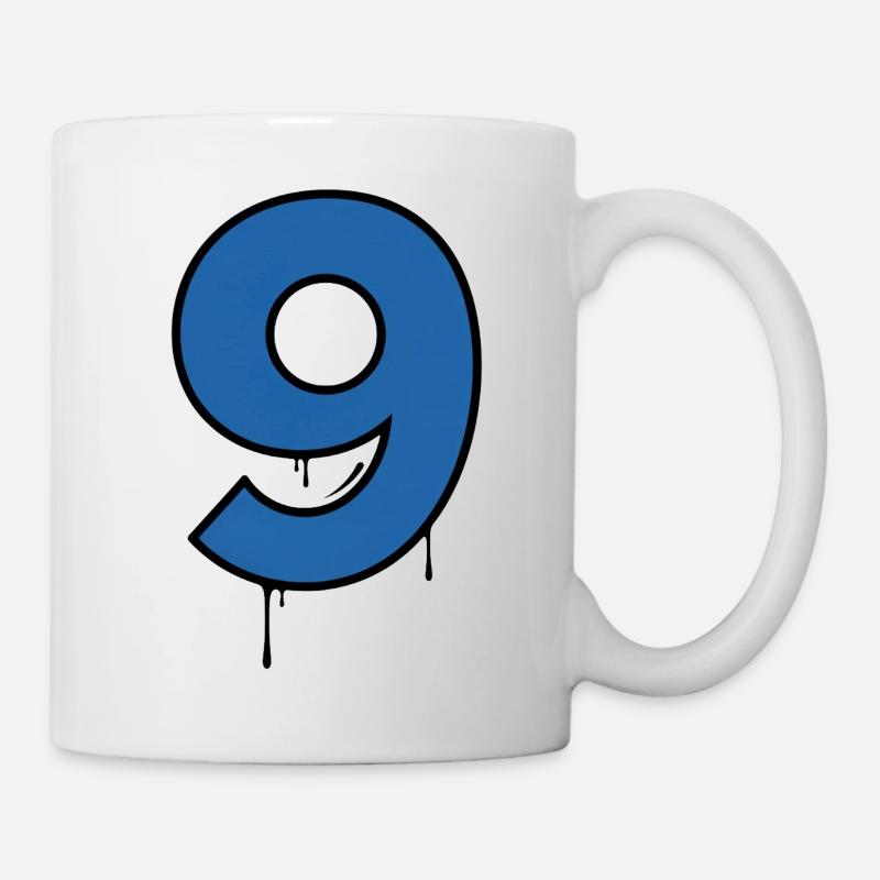 Graffiti Chiffre Neuf Goutte Bleue - Mug blanc - blanc