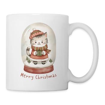 Snow Globe Cat – Merry Christmas - Mug - white - Right