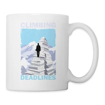 Climbing Deadlines – Funny Office Workload Mountai - Mug - white - Right