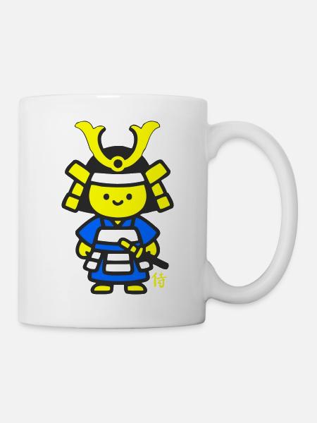 Kawaii Samurai Blue Kanji - Mug - white
