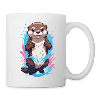 Cute Playful Otter Splash Joy - Mug - white - Right
