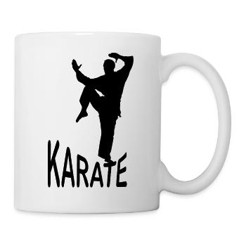 Karate Silhouette – Kiai-Pose | Minimal Dojo Desig - Tasse - Weiß - Rechts