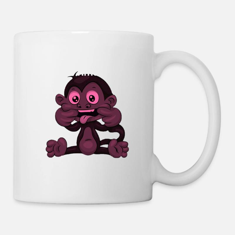 Dessin animé Singe Temps de jeu - Mug blanc - blanc