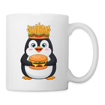 Mignon pingouin dessin animé Restauration rapide Fantaisiste Drôle - Mug blanc - blanc - Droite