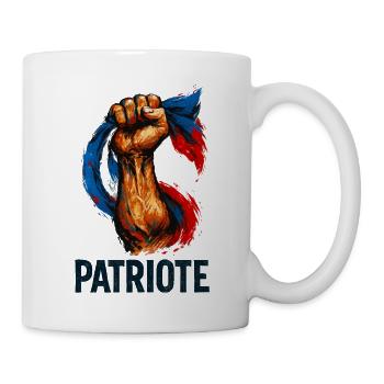 Patriot raised fist and French flag - Mug - white - Right