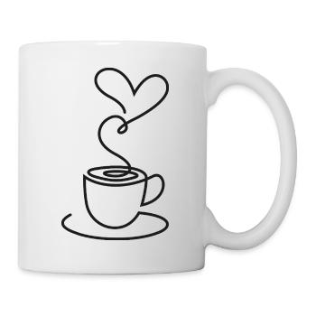 Tea Sketch with Heart Smoke – Romantic Motif - Mug - white - Right