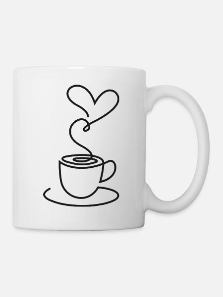 Tea Sketch with Heart Smoke – Romantic Motif - Mug - white
