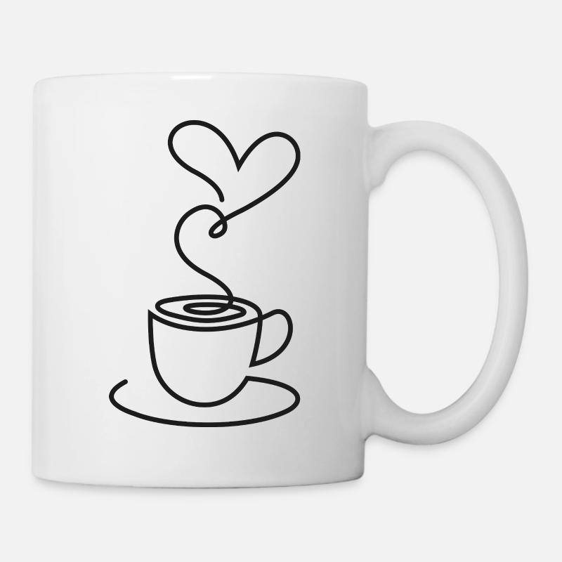 Tea Sketch with Heart Smoke – Romantic Motif - Mug - white