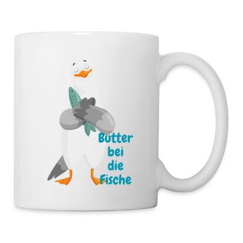 « Beurre au poisson » - Drôle de mouette avec du poisson - Mug blanc - blanc - Droite