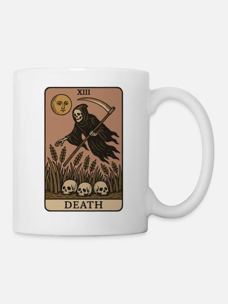 Halloween Spooky Season Death Card Design - Mug blanc - blanc