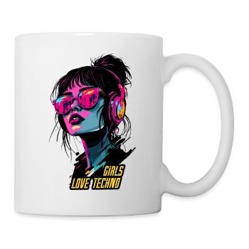 Neon Techno Mädchen Porträt - Tasse - Weiß - Rechts