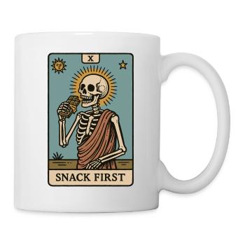Snack Erstes Skelett Lustiger Spruch Halloween - Tasse - Weiß - Rechts