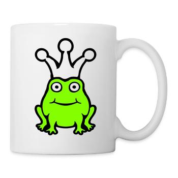 Frosch König Krone lustig süß Comic Froschkönig - Tasse - Weiß - Rechts