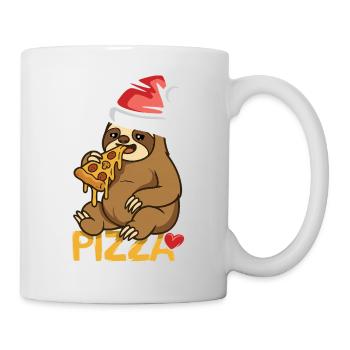 Sloth eating pizza Christmas design - Mug - white - Right