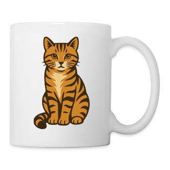Tiger Cat Vintage Illustration - Mug - white - Right