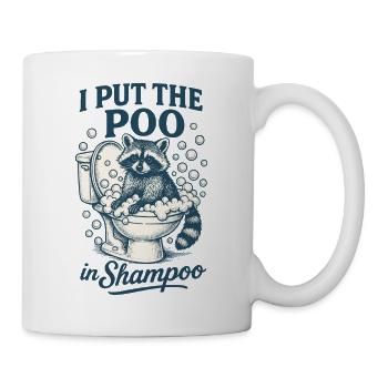 I Put The Poo In Shampoo Raccoon Humor Meme - Mug - white - Right