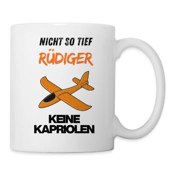 Nicht so tief RÜDIGER Flugzeug Motiv Orange  - Tasse - Weiß - Rechts