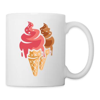 Zwei Eiscremes Cartoon Design - Mug - white - Right