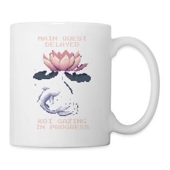 Quête principale retardée | Koi Viewing Zen Pond - Mug blanc - blanc - Droite