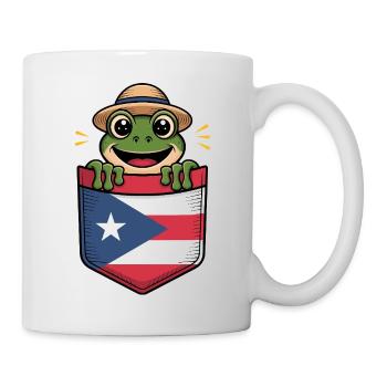 Puerto Rico Coqui Mit Strohhut In Flagge - Tasse - Weiß - Rechts