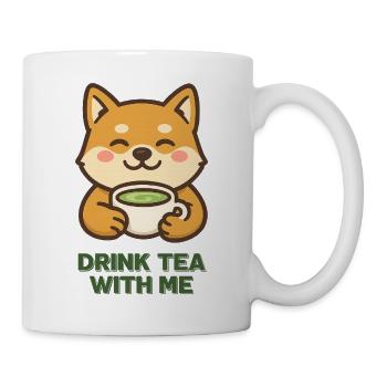 Shiba tea time motif illustration matcha - Mug - white - Right