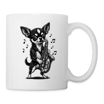 Musical Chihuahua Saxophone Art - Mug blanc - blanc - Droite