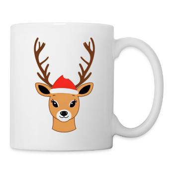 Reindeer with Santa hat - Mug - white - Right