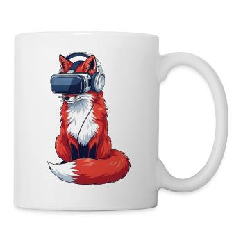 Cooler Fuchs Gamer Nerd Virtuelle Realität Cartoon - Tasse - Weiß - Rechts