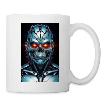 Cyber Skull Neon Steel - Mug - white - Right