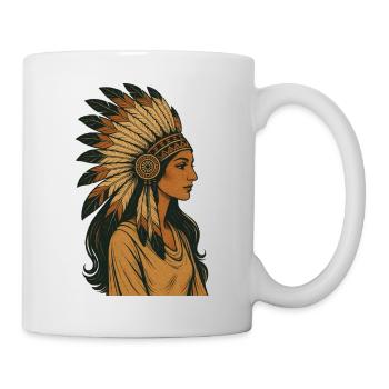 Indigenes Porträt mit Federkrone - Tasse - Weiß - Rechts