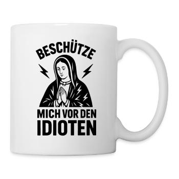 Funshirt Protect me from the idiots - Mug - white - Right