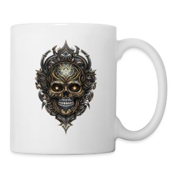 Gothic skull gold & black dark rock skull - Mug - white - Right