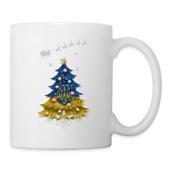 Christmas tree with Ukraine flag - Mug - white - Right