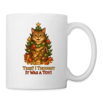 Kater im Weihnachtsbaum witz - Tasse - Weiß - Rechts