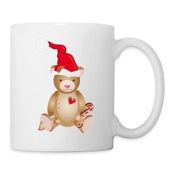 Cute teddy bear with Christmas hat - Mug - white - Right