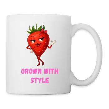 Grown with Style - Erdbeere Karikatur  - Tasse - Weiß - Rechts
