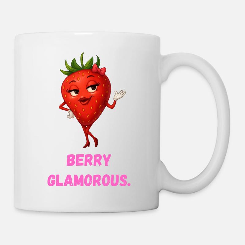Berry Glamorous Strawberry Lady Caricature - Mug - white