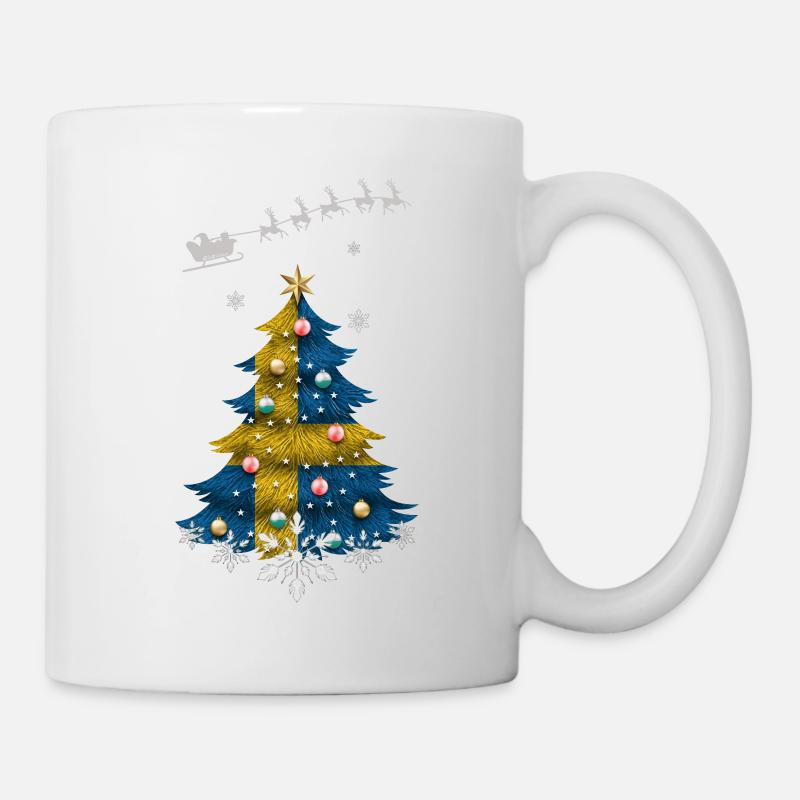 Weihnachtsbaum mit Schweden-Flagge - Tasse - Weiß