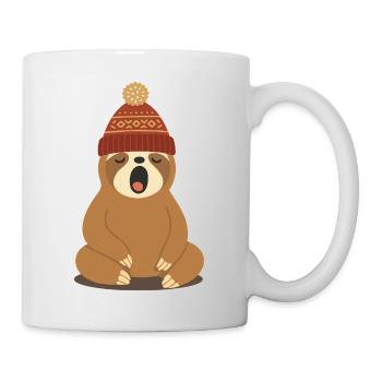 Yawning sloth with winter hat – cute animal motif - Mug - white - Right