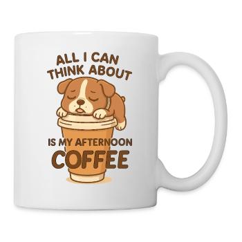 Le chien fatigué ne pense qu’au café - Mug blanc - blanc - Droite