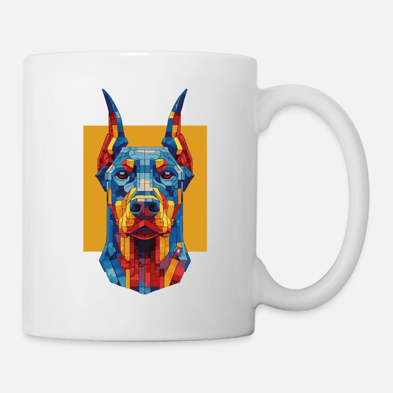 Color Block Dobermann – Modernes Dobie Design - Tasse - Weiß