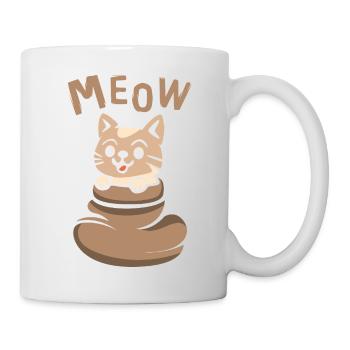 Chat mignon avec MIAOUL dans un sac brun - Mug blanc - blanc - Droite