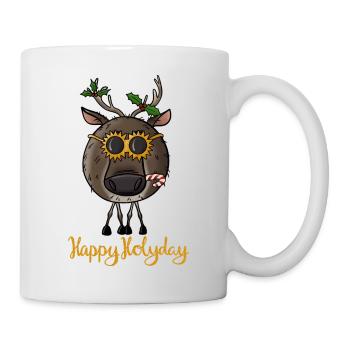 Renne de Noël avec lunettes de soleil - Mug blanc - blanc - Droite