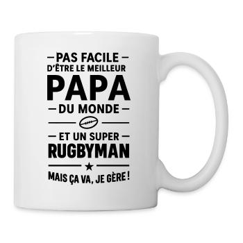 Super Papa Rugby Spieler Humor Geschenk Rugby - Tasse - Weiß - Rechts