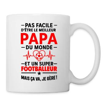 Herz + Fußball – Super Papa Fußballer - Tasse - Weiß - Rechts