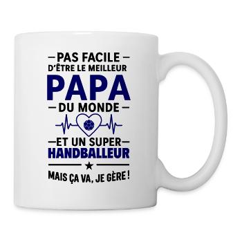 Cœur + Handball – Super Papa Handballeur - Mug blanc - blanc - Droite